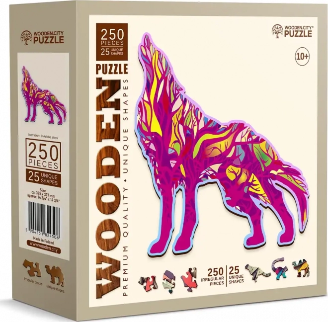 Dřevěné puzzle Vyjící vlk 250 dílků