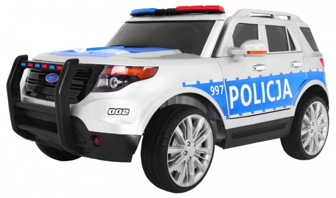 Dětské policejní auto SUV na baterie + sirény + světla + megafon + dálkové ovládání + pomalý start + EVA + samolepky