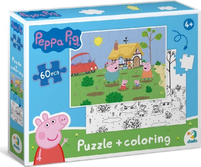 DODO Oboustranné puzzle Prasátko Peppa 60 dílků – Na chalupě