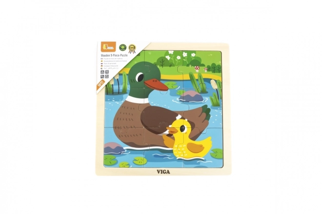 Dřevěné puzzle 9 dílků - kachna