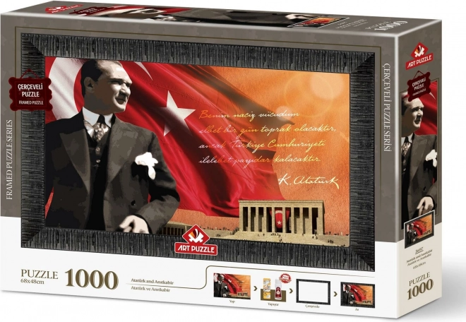 ART PUZZLE Puzzle s rámem a lepidlem 3v1 1000 dílků – Atatürk a Anitkabir