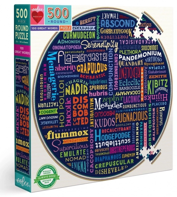 Kulaté puzzle 100 skvělých slov 500 dílků