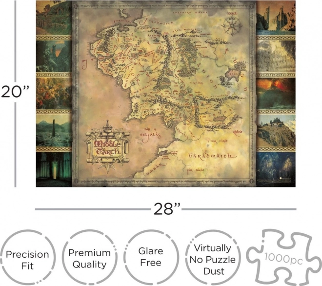 AQUARIUS Puzzle Pán Prstenů: Mapa Středozemě 1000 dílků