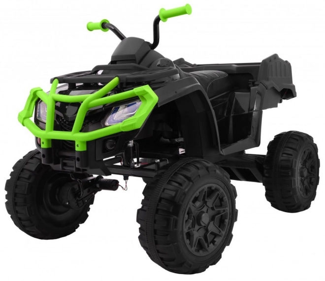 Čtyřkolka XL ATV 2,4GHz na baterie pro děti černá/zelená + dálkové ovládání + pohon 4x4 + nosič zavazadel + pomalý rozjezd + EVA + LED audio