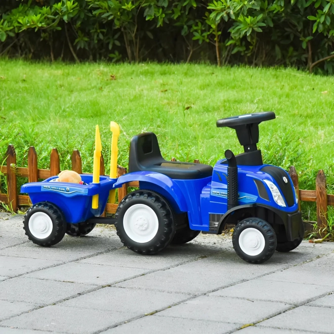 Dětský traktor s přívěsem, interaktivní volant, zvuky – modrý