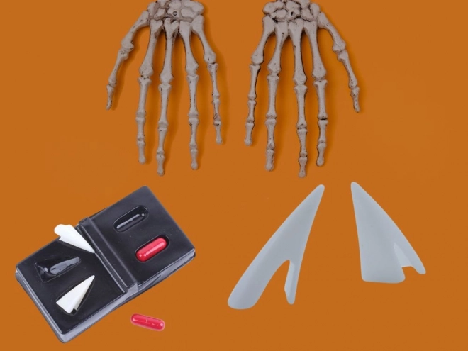 Sada upírských zubů s falešnou krví na Halloween