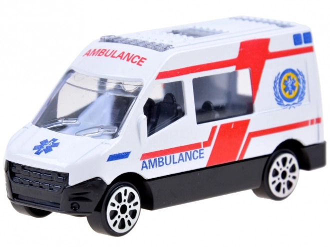 Sada 6 kovových autíček mix – Ambulance