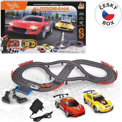 autodráha racing collection s 2 auty a ovladači, délka trati 440 cm