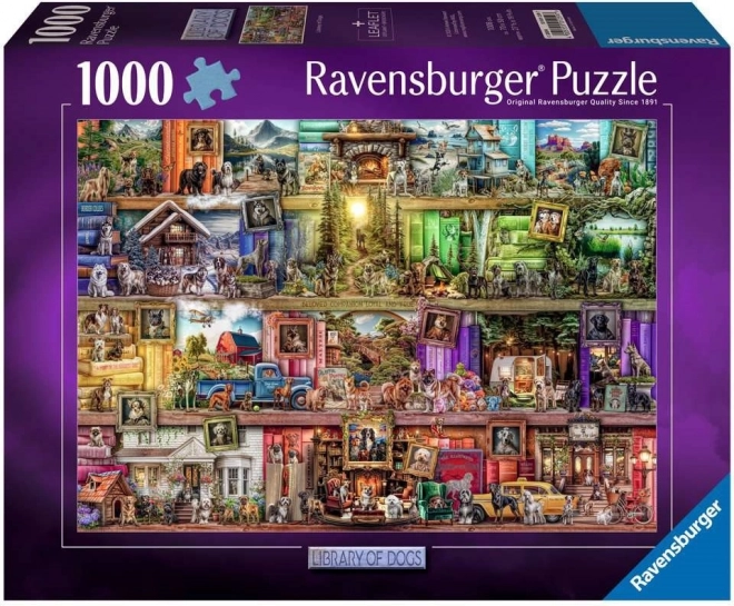 Puzzle 1000 kusů Psi v knihovně
