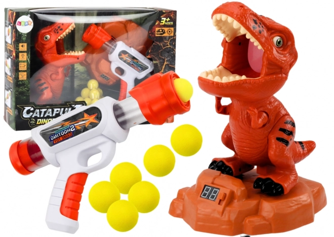 Zábavná hra na střílení dinosaurů s pěnovými míčky