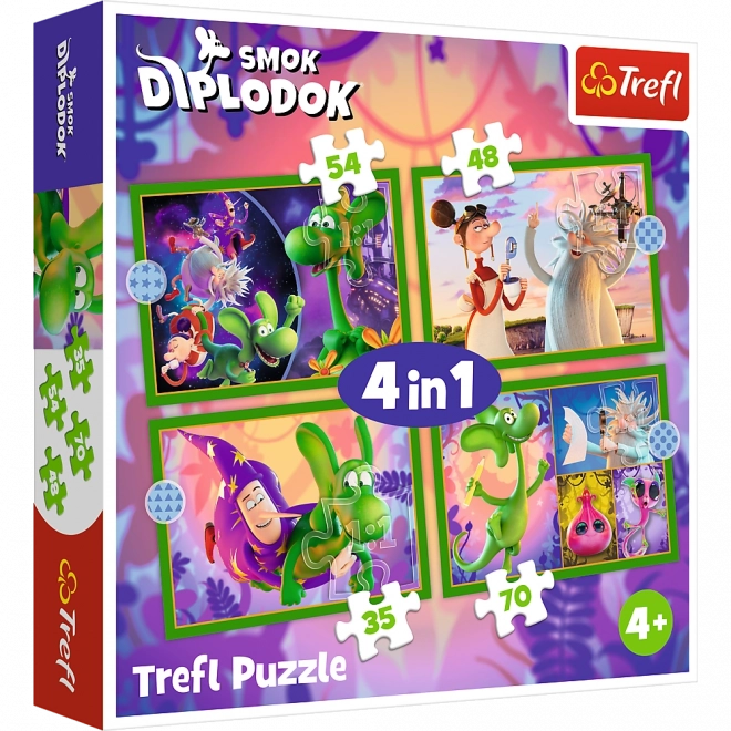 Puzzle 4v1 Svět Draka Diplodoka