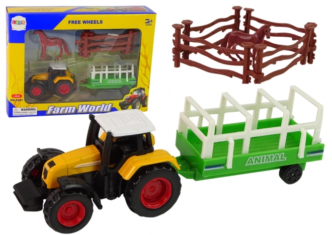 Sada hraček Farma - Traktor, Přívěs a Kůň 1:64