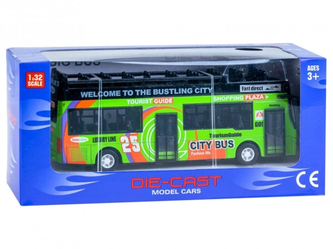 Kovový patrový autobus s otevíracími dveřmi – Zelená