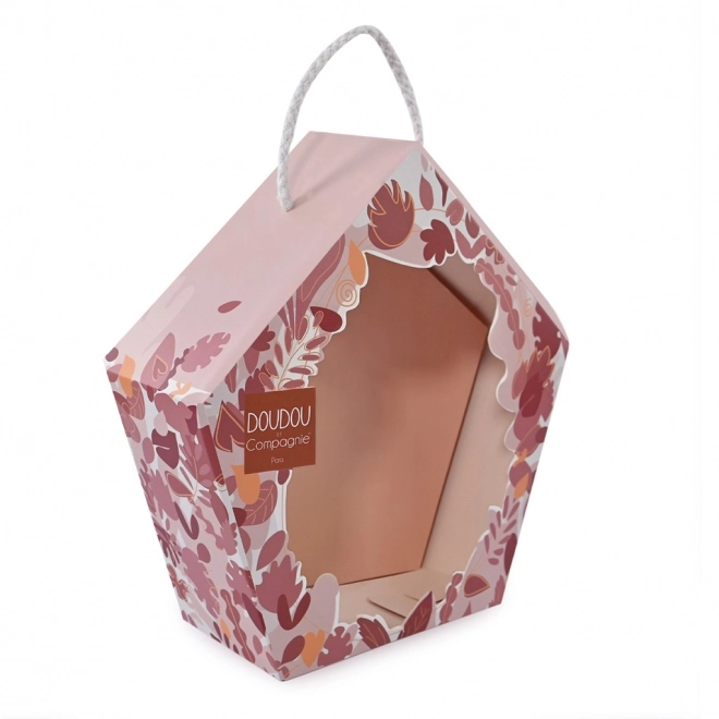 Doudou Dárková sada - hudební plyšová hračka ptáček 23 cm – červená