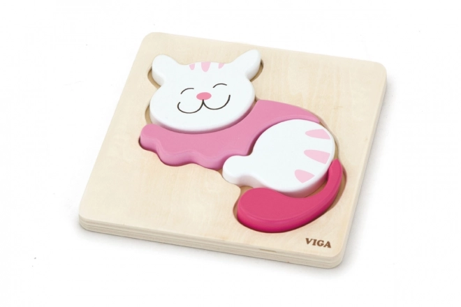 Dřevěné puzzle pro nejmenší - kočka