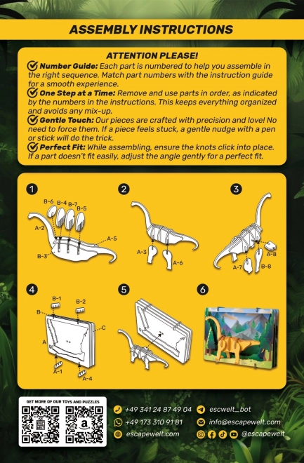 EscapeWelt 3D dřevěné puzzle Brontosaurus