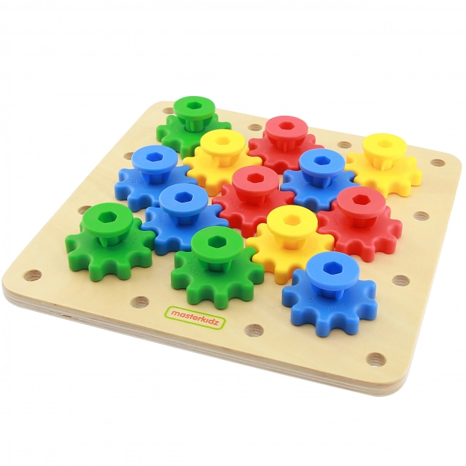 Stavebnice s ozubenými koly MASTERKIDZ Montessori deska