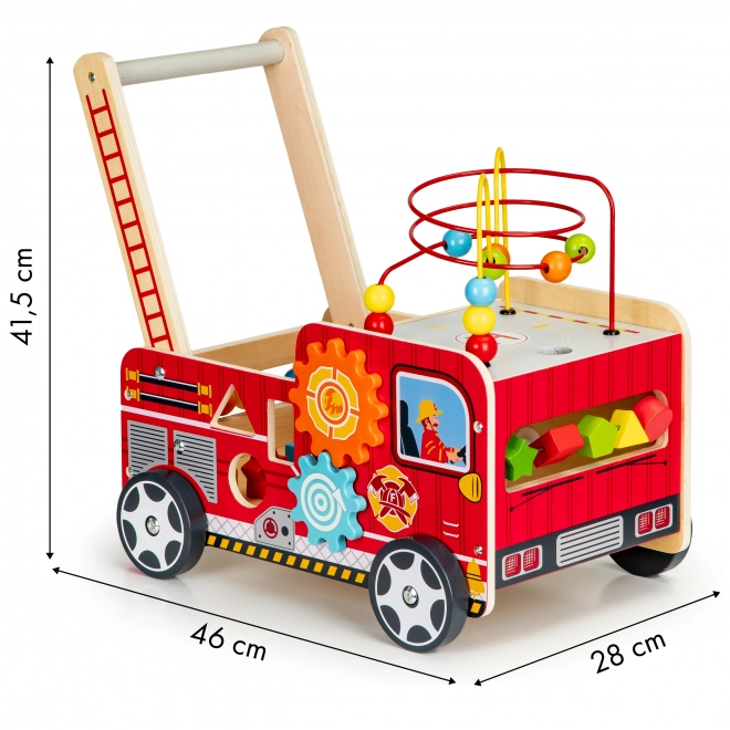Dřevěný vzdělávací chodítko s kostkami - Hasičské auto ECOTOYS