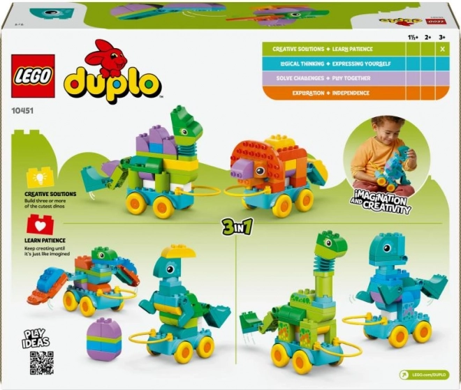Stavebnice LEGO DUPLO 3 v 1: Dinosauři na Kolečkách