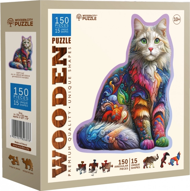 Dřevěné puzzle WOODEN CITY Jemná kočka 150 dílků