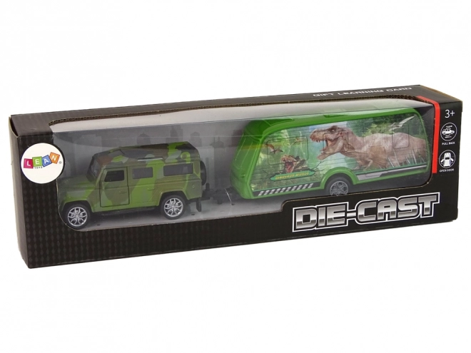 Sada vozidel Jeep s přívěsem s dinosaury