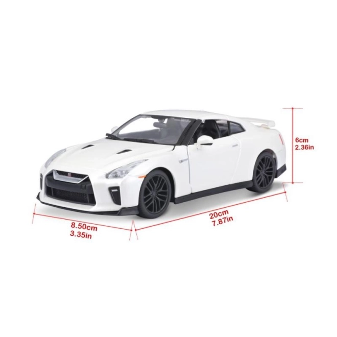 Nissan GT-R Bburago 1:24 metallic bílá – Bílý