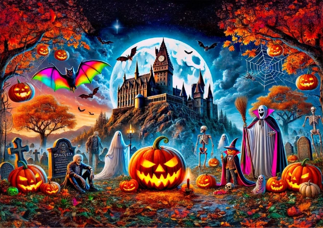 Dřevěné puzzle halloweenská dýně