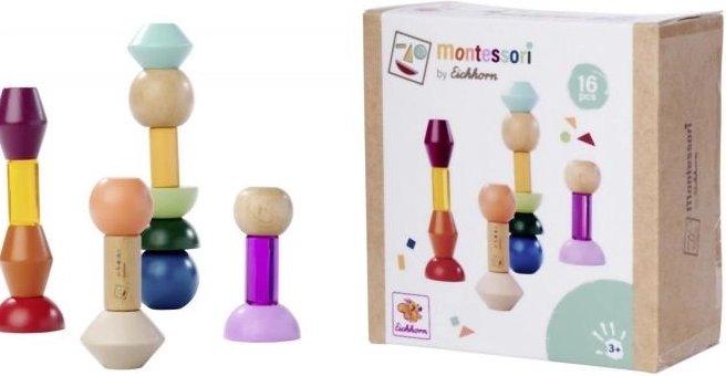 Montessori stohovací bloky – dřevěná geometrická stavebnice