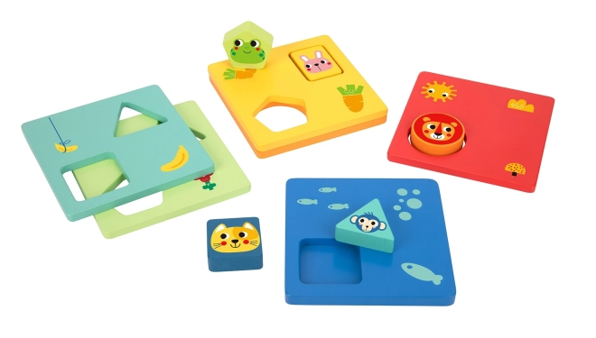 Montessori skládačka tvary a barvy se zvířátky