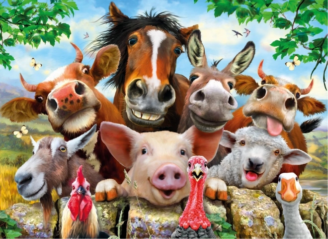 Dřevěné puzzle s figurkami - Život na farmě