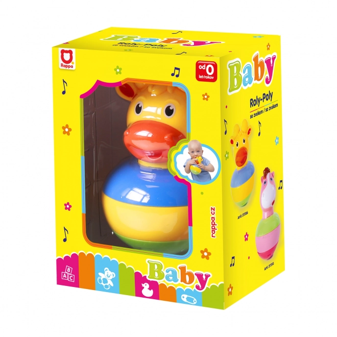 Nepřevrhnutelná hračka žirafa s rolničkou (roly‑poly)