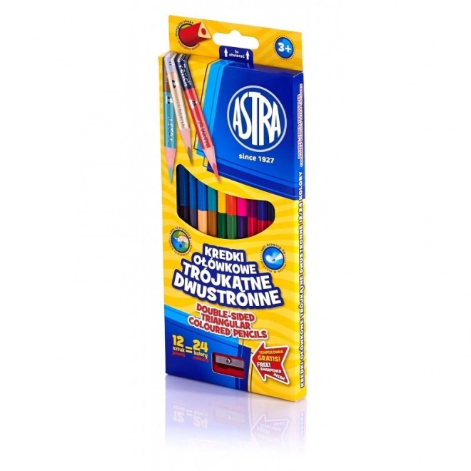 ASTRA Trojhranné oboustranné pastelky 12 ks,24 barev