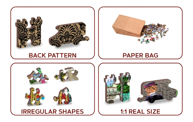 Dřevěné puzzle s figurkami - Pařížské náměstí v Berlíně