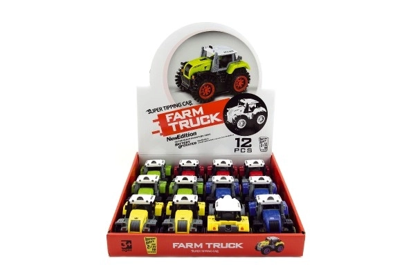 Traktor převracecí plast 10cm mix barev na baterie