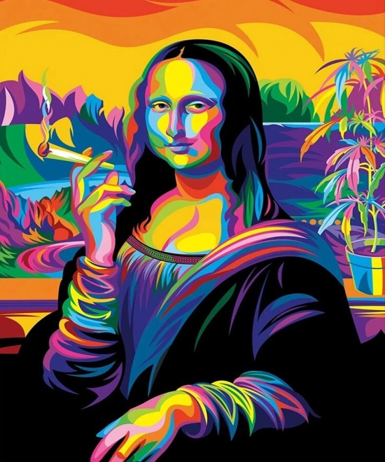 Sada na diamantové malování - Duhová Mona Lisa s doutníkem