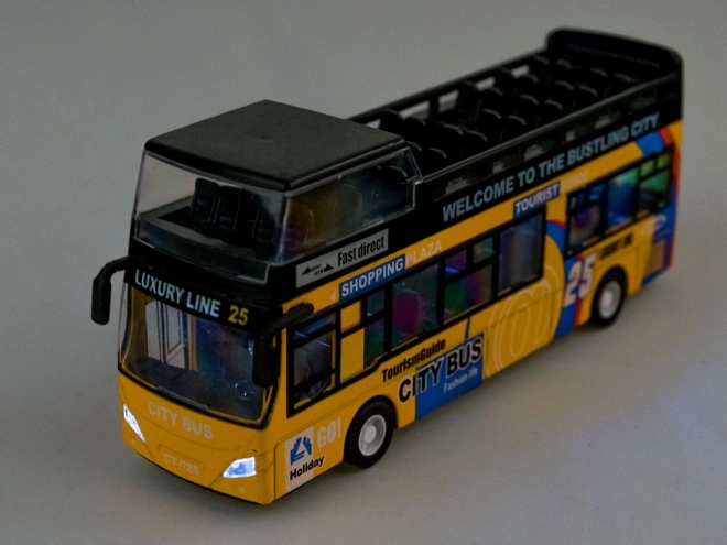 Kovový patrový autobus s otevíracími dveřmi – Žlutá