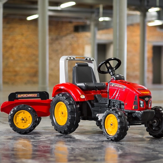 Traktor na pedály Red Supercharger s přívěsem