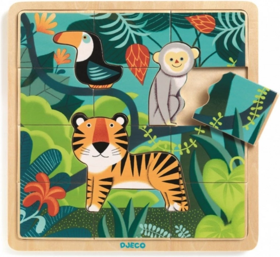 Dřevěné puzzle Tygr a přátelé