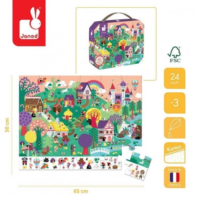 JANOD Pozorovací puzzle v kufříku Pohádky 24 dílků