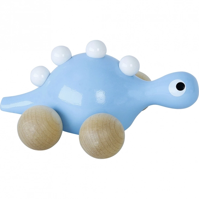 Dřevěný dinosaurus na kolečkách Modrý