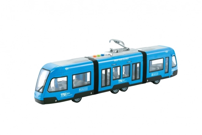Tramvaj na setrvačník modrá měřítko 1:16