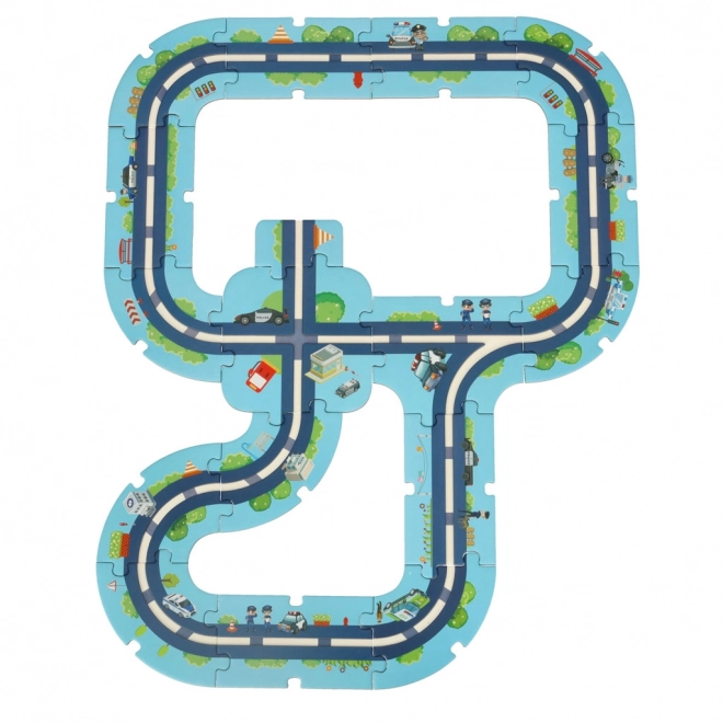Autodráha puzzle policie 47 dílků
