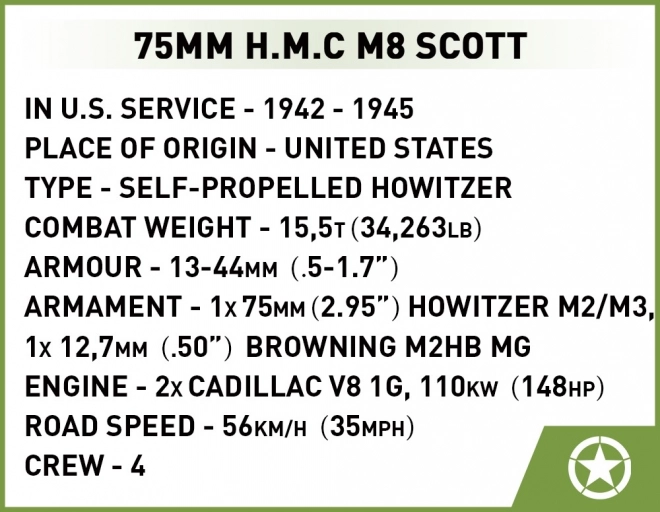 COBI 2279 II WW H.M.C M8 Scott, 1:35, 525 k, 1 f