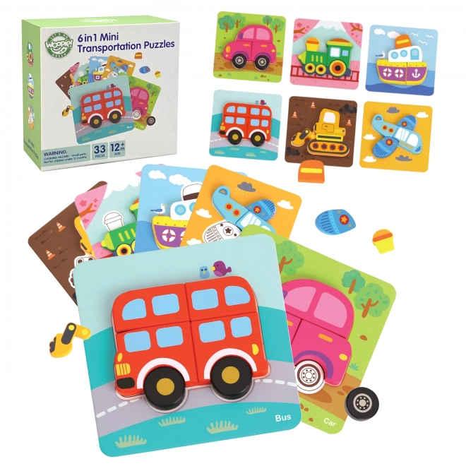Woopie dřevěné puzzle vozidla Montessori FSC