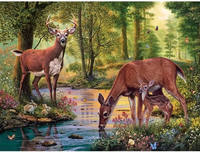 Diamantové malování jelen u potoka 30 × 40 cm
