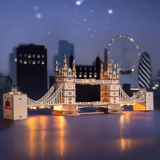 RoboTime dřevěné 3D puzzle most Tower Bridge svítící