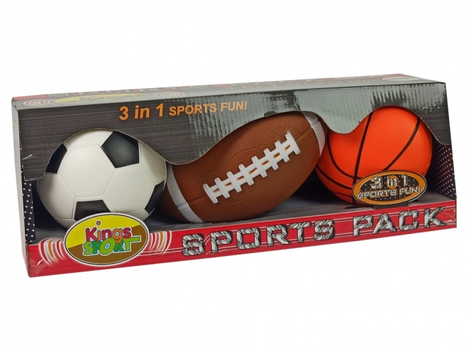 Sada měkkých sportovních míčů 3v1 Fotbal Basketbal Baseball