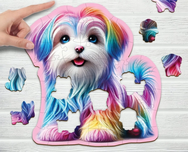 Dřevěné puzzle Veselé štěně 50 dílků