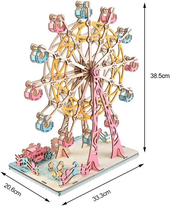 Dřevěné 3D puzzle Ruské kolo pastelové