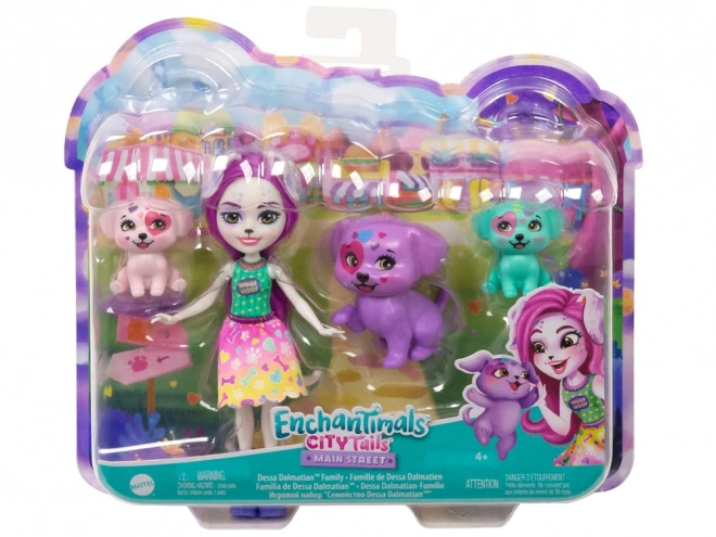 Enchantimals panenka Dessa Dalmatin s rodinou dalmatinů